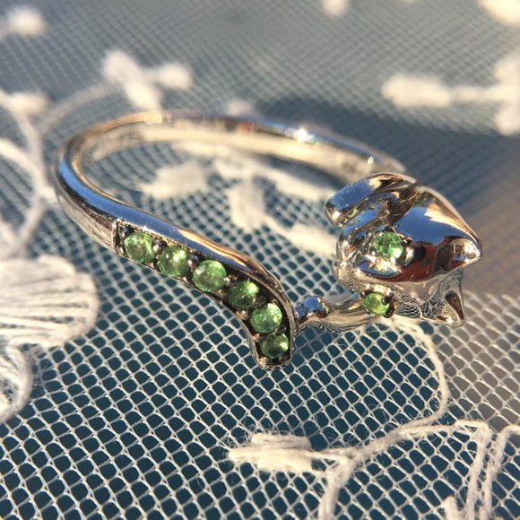 Genuine Tsavorite 925 Wraparound Cat Ring Sterling Silver Green Garnet Sz 6 or 9 - Picture 14 of 14